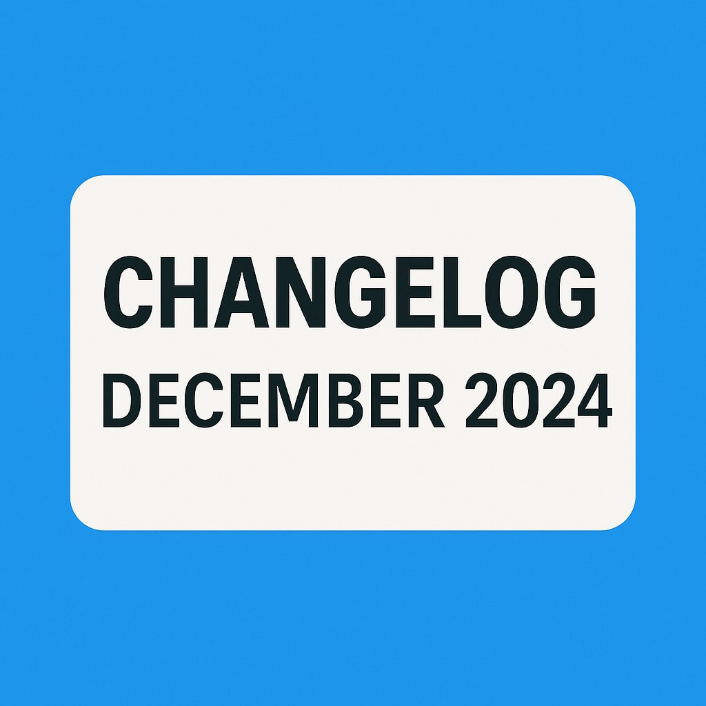 Changelog for December 2024